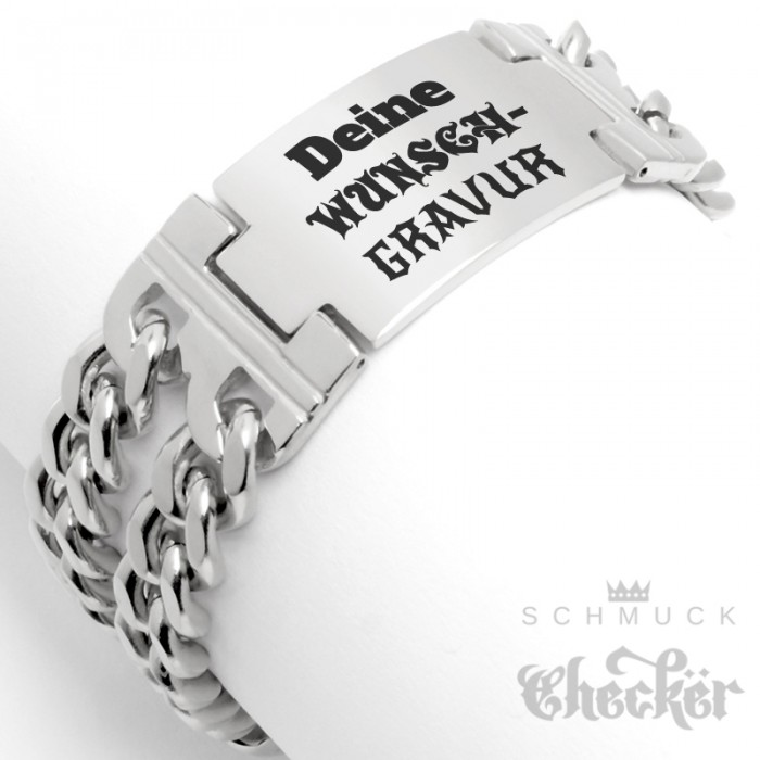 Kruipen Gemoedsrust artikel Herren Armband mit Wunsch-Gravur breites Edelstahl-Armband individuell  Männer Geschenk