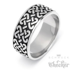 Wikinger-Ring mit keltischem Knoten verziert aus Edelstahl nordischer Schmuck
