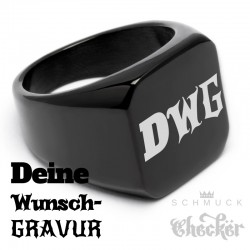 Schwarzer Siegelring aus Edelstahl 316L platiert viereckig schlicht Männer Geschenk