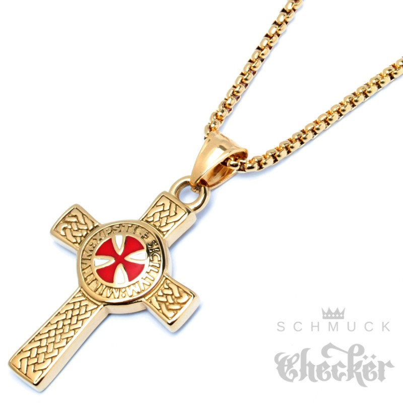 Mann-Templer-Orden Kreuz von Jerusalem 316L Edelstahl Silber Kette BOBIJOO JEWELRY Anhänger