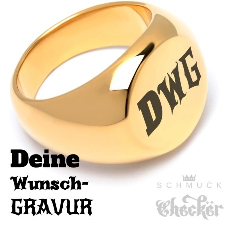 Vergoldeter Ring mit Wunsch-Gravur aus Edelstahl gold Herren Schmuck Geschenk