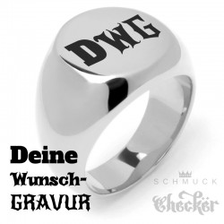 Siegelring mit Wunsch-Gravur aus 316L Edelstahl silber poliert individueller Text