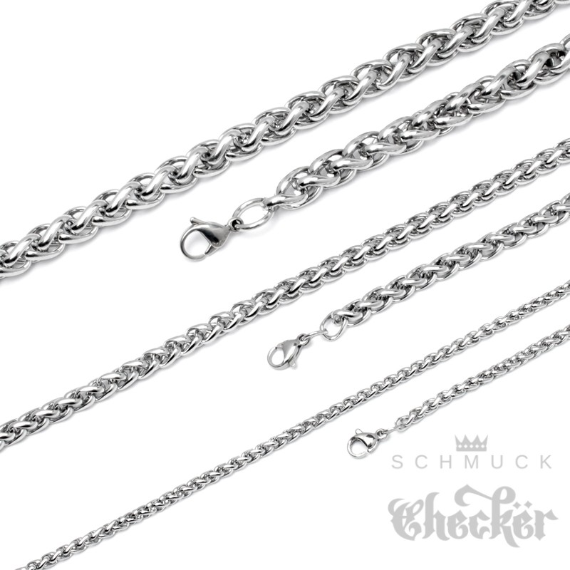 een kopje Schrijf op ontwerp Zopfkette aus Edelstahl silber dicke oder dünne Halskette 60cm Kette Herren  Schmuck