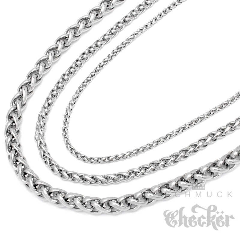 Halskette aus Herren Edelstahl Zopfkette oder Schmuck 60cm dicke Kette silber dünne