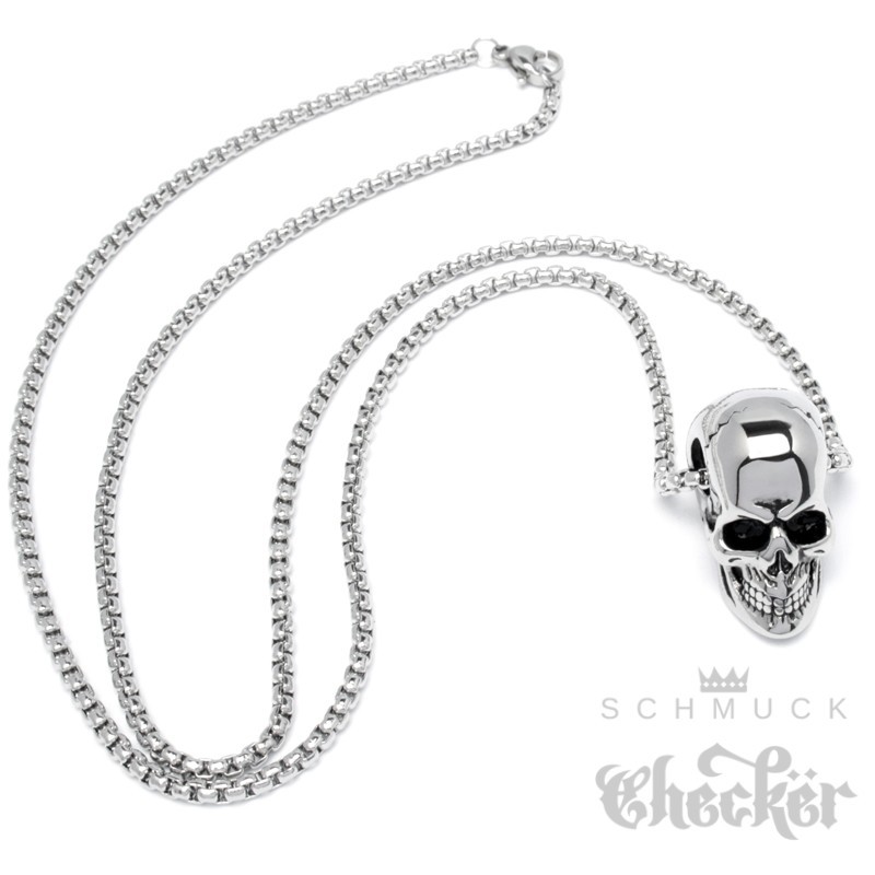 Silber Kette Halskette mit Totenkopf Anhänger, Totenkopf Halskette, Schädel  Schmuck, Schädel Halskette, gekreuzte Knochen Halskette - .de