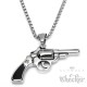 Trommel-Revolver Ketten-Anhänger aus Edelstahl Halskette 3D Cop Cowboy Pistole