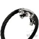 Panther Armreif für Herren flexibles Stahlseil Armband silber schwarz Bikerschmuck