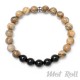 Beiges Mot Roll Perlen-Armband mit schwarzem Onyx kombiniert Edelstein Herren Geschenk