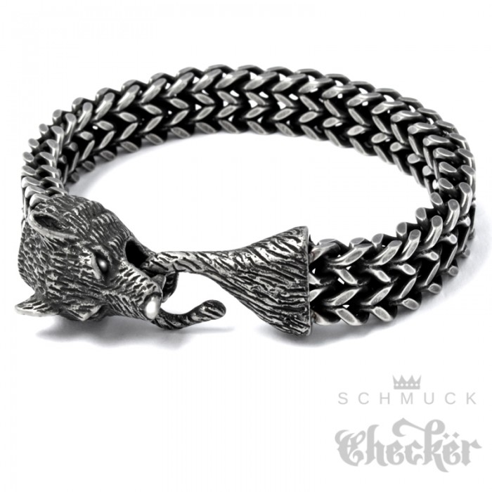 Thor Hammer Skull Biker Totenkopf Armband schwarz  Armreif Viking  Rocker 23cm