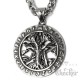 Baum des Lebens mit Pentagramm und Runenkreis Yggdrasil Edelstahl Anhänger Halskette