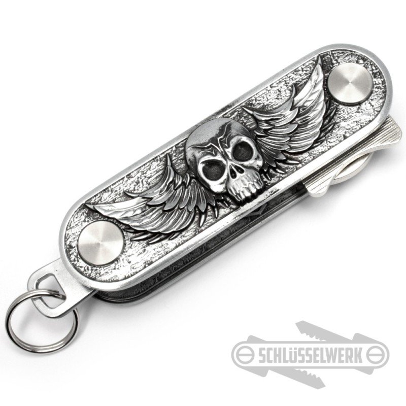 Schwerer Totenkopf-Silber-Schlüsselanhänger