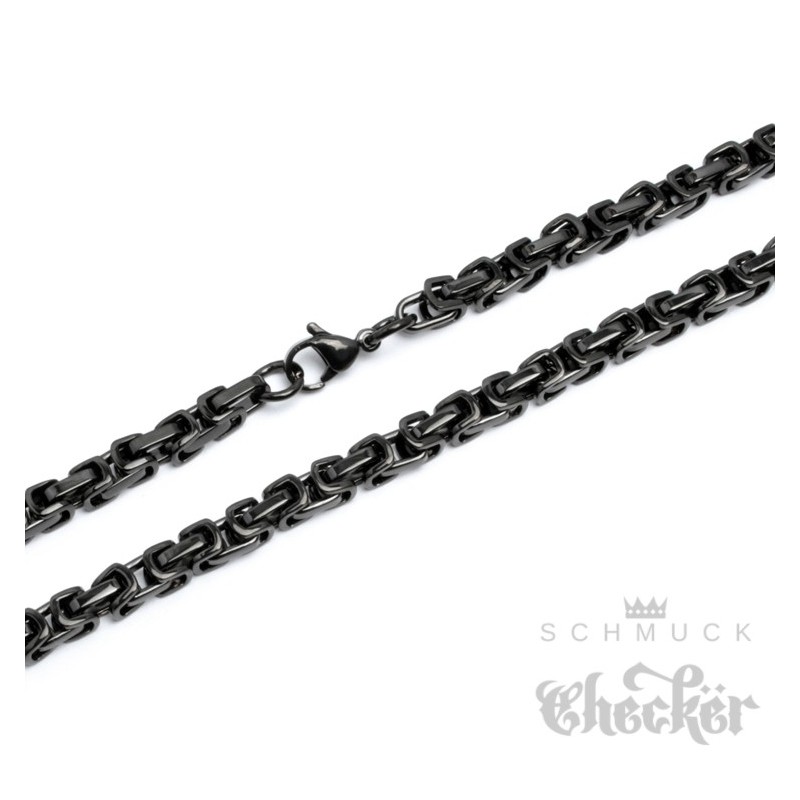 Hochwertige Edelstahl Kette Königskette Halskette Hiphop schwarz 60cm 4,5mm Biker