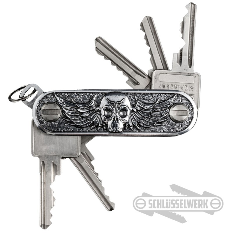 Totenkopf Schlüsselanhänger, Totenkopf Leder Schlüsselanhänger, Totenkopf  Schlüsselanhänger, Schwerer Metall Totenkopf, Personalisiertes  Schlüsselband - .de