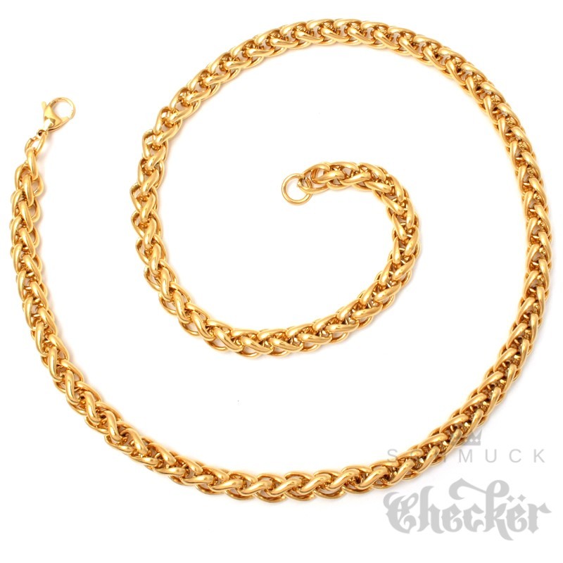 Zopfkette aus vergoldetem Halskette dünne Kette oder Herren-Schmuck Edelstahl dicke 60cm