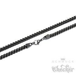 Schwarze Fuchsschwanzkette aus Edelstahl Herren Halskette besondere Kettenform 60cm