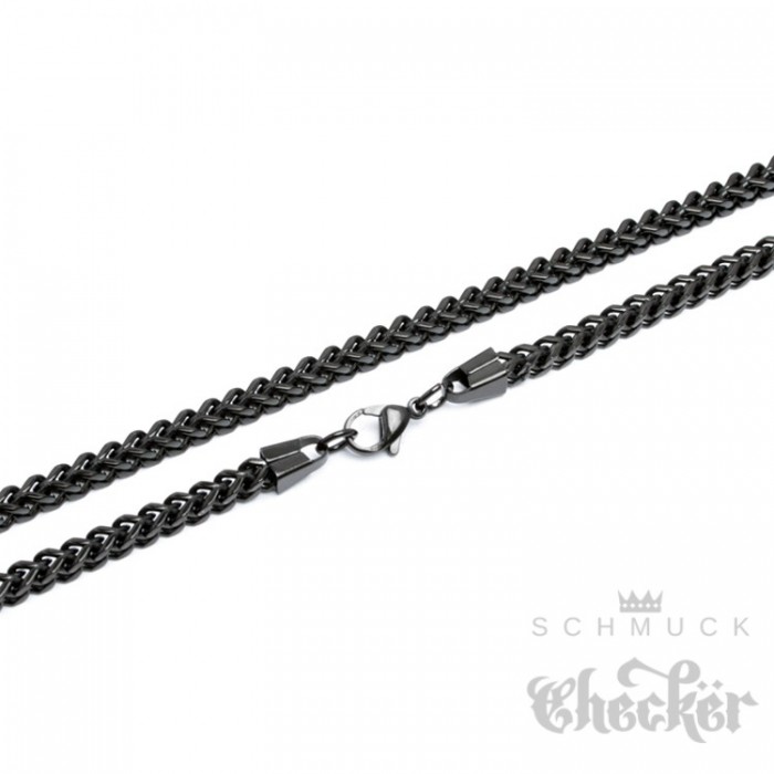 Schwarze Fuchsschwanzkette aus Edelstahl Herren Halskette besondere Kettenform