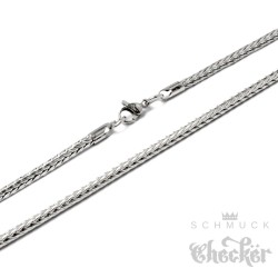 Feine Fuchsschwanzkette aus 316L Edelstahl silber poliert Herren Damen Halskette