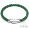 Grünes Armband aus echtem Leder mit Edelstahl Verschluss geflochten 6mmØ