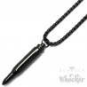 Schwarze Bullet aus Edelstahl Halskette mit kleinem Anhänger Notkapsel geheimfach Patrone