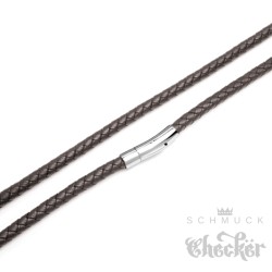 Braunes Lederband Halsband echt Leder Halskette geflochten 40cm bis 60cm, 6mm dick