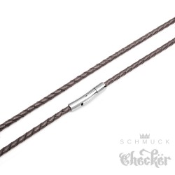 Braunes Lederband echt Leder Halsband Halskette geflochten 40cm bis 60cm, 4mm dünn