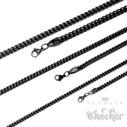 Besondere Edelstahl Herren Panzerkette zweifach Halskette Königskette schwarz 60cm