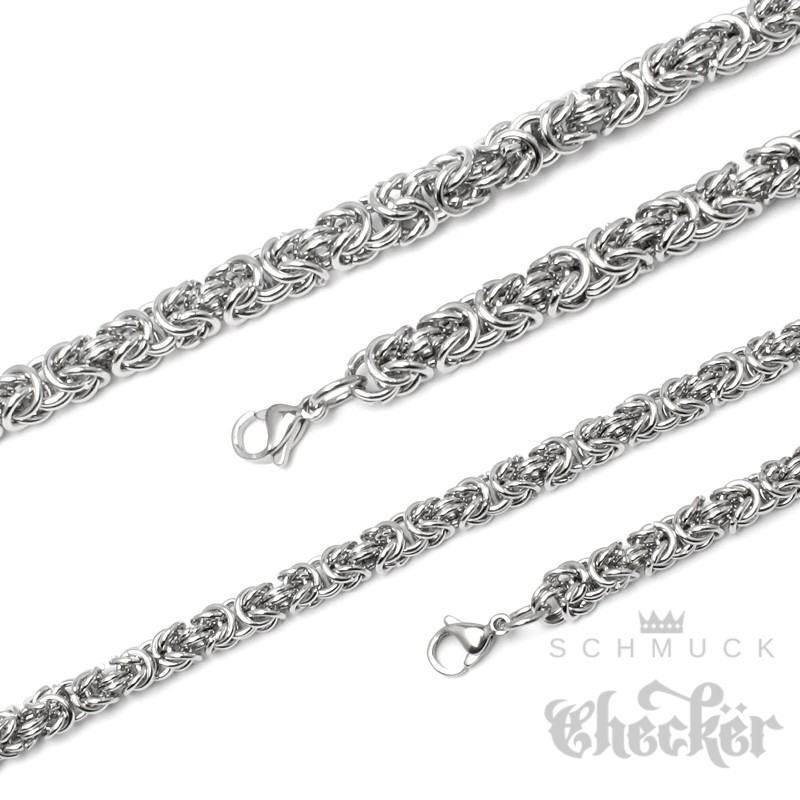 Edelstahl Königskette aus 1000 silber poliert 60cm Byzantiner Halskette Ringen Herren