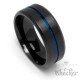 Schwarzer Männer-Ring mit blauem Streifen aus massivem Edelstahl Herren Geschenk