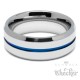 Männer-Ring silber blau poliert mit Streifen aus massivem Edelstahl Herren Geschenk