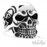 Massiver Edelstahl Ring silber Skull Totenkopf Schädel m. Skeletten Biker Rocker