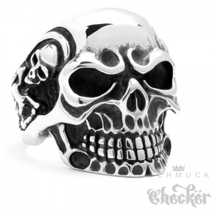 Edelstahl Ring skull Totenkopf Faust poliert massiv Bikerschmuck Gothic Herren 