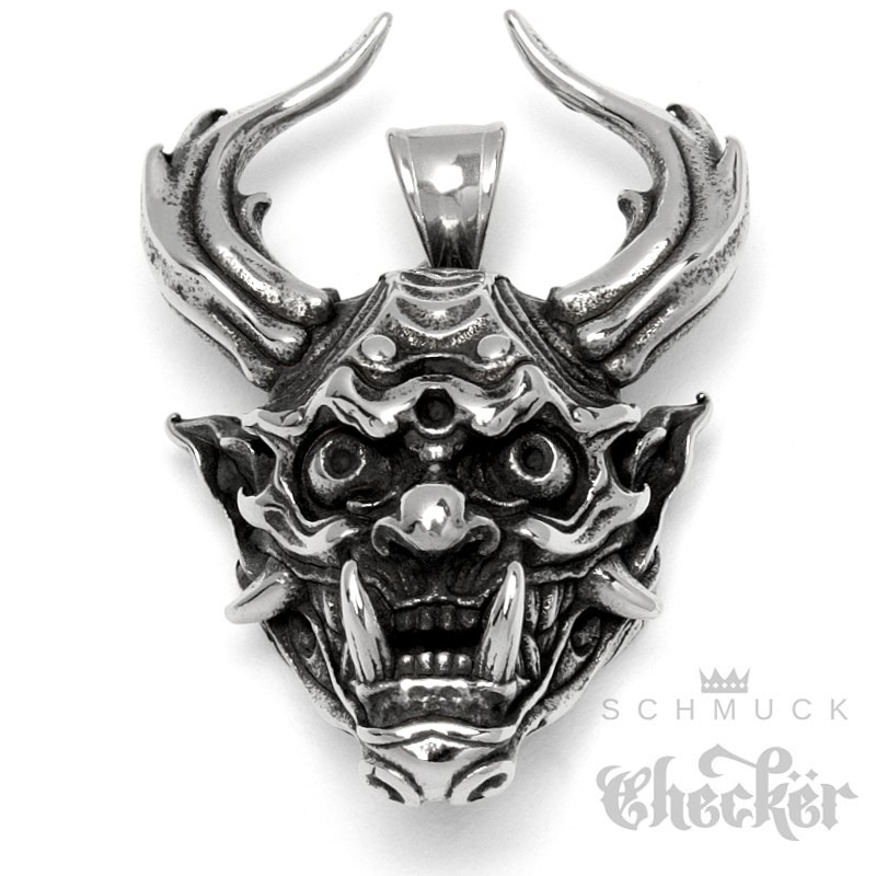 Japanische Hannya Maske Teufel Gothic Anhänger Totenkopf Halskette