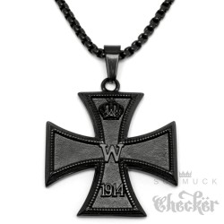 Eisernes Kreuz Orden 1914 1. Weltkrieg schwarzer Anhänger aus Edelstahl mit Kette