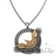 Verziertes Vogel-Amulett silber & gold aus Edelstahl Wikingerschmuck Kettenanhänger