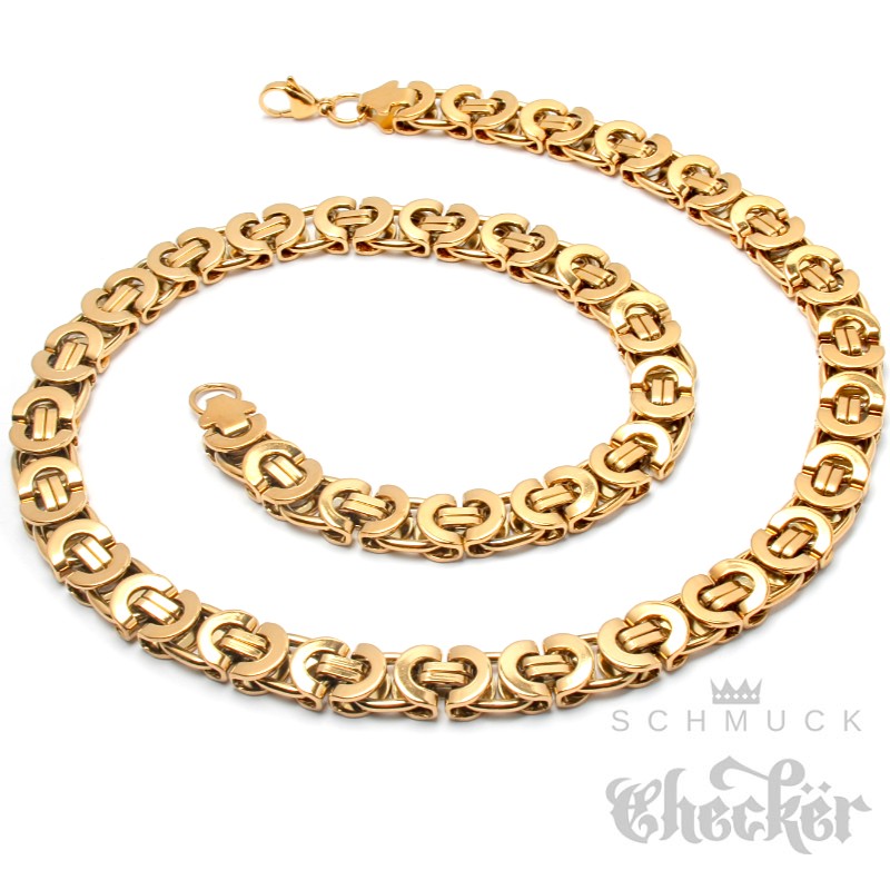Breite Byzantiner Goldketten Edelstahl vergoldet Männer Königsketten | Edelstahlketten