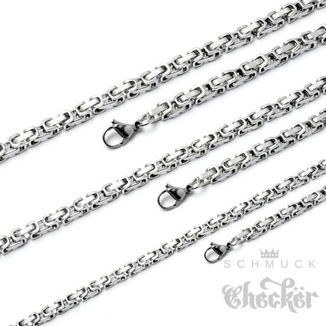 Edelstahl Kette Halskette Silber doppelte Königskette 60cm Dick Dünn Biker Hiphop