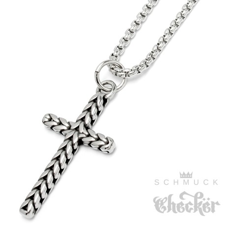 Kleines besonderes Kreuz aus hochwertigem Edelstahl mit Halskette Herren Geschenk
