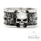 Totenkopf Ring mit Rosen aus massivem Edelstahl silber massiver Bikerschmuck