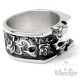 Totenkopf Ring mit Rosen aus massivem Edelstahl silber massiver Bikerschmuck