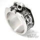 Totenkopf Ring mit Rosen aus massivem Edelstahl silber massiver Bikerschmuck