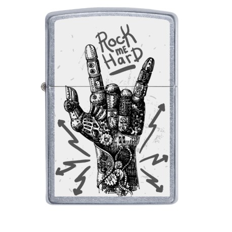 Heavy Metal Hand "Rock me Hard" Zippo Sturmfeuerzeug Festival Männer Geschenkidee