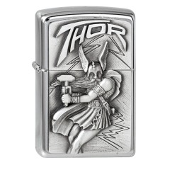 Zippo mit Donnergott Thor und seinem Hammer Detailliertes Motiv Feuerzeug Geschenk