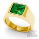 Goldener Ring Solitär Stein Smaragd-Grün für den kleinen Finger Edelstahl vergoldet
