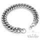 Breites Panzerarmband aus massivem Edelstahl silber poliert Männer-Schmuck Geschenk