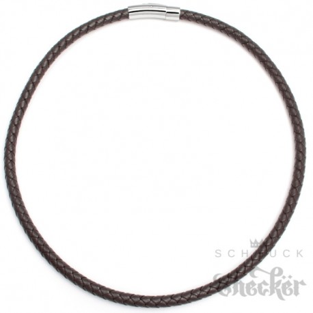 Echt Leder Halskette Lederband Halsband geflochten schwarz 40cm bis 60cm, 4mm 6mm