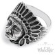 Edelstahl Ring großer Indianer Häuptling Apachen Federschmuck detailliert silber