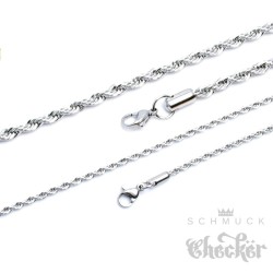 Edelstahl Damen Herren Kette Halskette Kordelkette Silber gedreht hochwertig 55cm