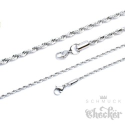 Kordelkette aus Edelstahl silber dünn gedreht Damen Herren Kette Halskette 55cm