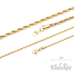 Kordelkette aus Edelstahl gold dünn gedreht Damen Herren Kette Halskette 55cm