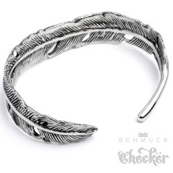 Feder-Armreif aus Edelstahl silber hochwertig Damen Herren Indianer Armspange